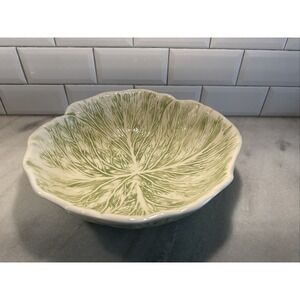 Vintage HCM Ceramic Cabbage  Leaf Salad Serving‎ Bowl 12in